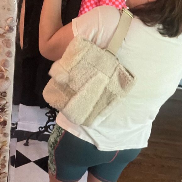 Primecut Shearling Shapes Patchwork Sling Bag NWT - Picture 13 of 14